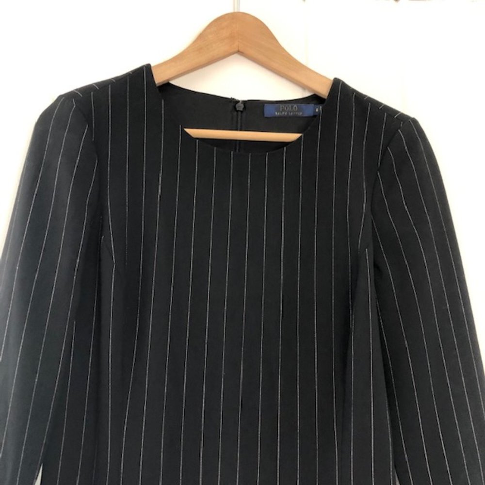 Polo Ralph Lauren Navy Blue & White Pin Striped Wool Dress - Picture 6 of 10